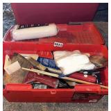 Toolbox of asst. paint brushes, dip sticks,