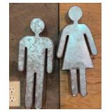 His / Hers metal bathroom signs
