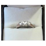 Ring - three center stones white sapphire small