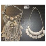 2 ï¿½silverï¿½ boho costume jewelry necklaces