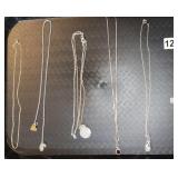 5 ï¿½silverï¿½ costume jewelry necklaces, 1 single