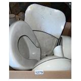 Box of enamel ware bed pans