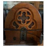 Wooden radio clock doll house bathroom