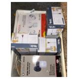 Crate of indoor & outdoor lights new and used