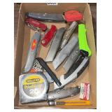 Bxlt box cutters tape measures etc