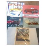 4 metal signs and poster
