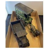 Cast iron truck and mail buggy