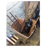 Tote of wooden decorations