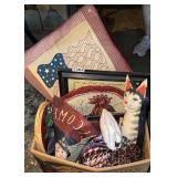 Americana pillows, pictures, placemats decor,