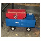 The big blue metal wagon, grain cart