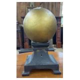VINTAGE DECORATIVE CAST IRON SPHERE & BASE