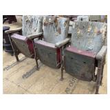 3 PC CAST IRON THEATER SEATS FROM WAVERLY THEATRE