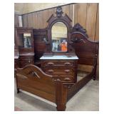 VICTORIAN 2PC MARBLE TOP BEDROOM SUITE