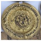 VINTAGE EMBOSSED BRASS WALL PLATES 16" (2)
