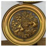 VINTAGE EMBOSSED BRASS WALL PLATES 17" (3)