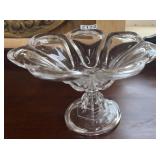 FLINT GLASS FOOTED COMPOTE FRUIT BOWL