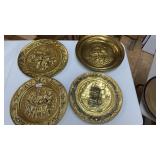 VINTAGE EMBOSSED BRASS WALL PLATES 14"(2) 16"(2)