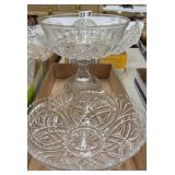 CLEAR PRESSED GLASS COMPOTE, BOWL