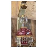 ANTIQUE VICTORIAN CRANBERRY GLASS HANGING PARLOR I
