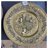 VINTAGE EMBOSSED BRASS WALL PLATES 12" (5)