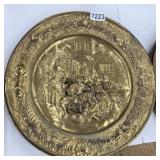 VINTAGE EMBOSSED BRASS WALL PLATES 14" (3)