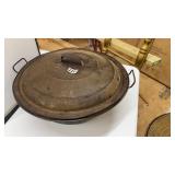 ANTIQUE TIN DOUGH RISER PAN w/VENTED LID 1860S