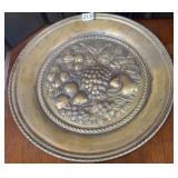 VINTAGE EMBOSSED BRASS WALL PLATE 16"