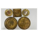 VINTAGE EMBOSSED BRASS WALL PLATES SMALL (5)
