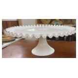 VINTAGE FENTON MILK GLASS PEDESTAL CAKE STAND