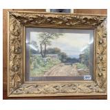 GOLD GILDED FRAME W/SIGNED WATERCOLOR? 18.5"X15.5"