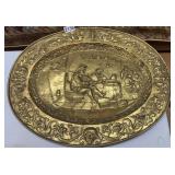 VINTAGE EMBOSSED BRASS WALL PLATE 17" X 21"