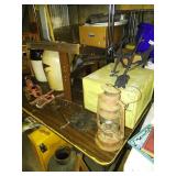 old lantern  churn crock w lid