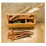 Vintage Wooden Toolbox w/ Farrier Equipment