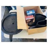 (2) Boxes of Light Bulbs, boots, oil pan