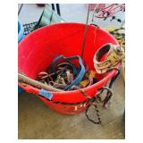 Bucket of bridles & ropes