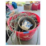 Bucket of ropes, small buckets, electric fence