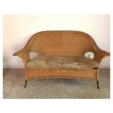 Rattan Woven & Metal Bench Style Love Seat