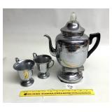 Farberware Percolator with Sugar and Creamer -