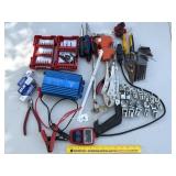 Assortment of tools; power inverter and other