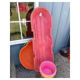 Plastic Snow sleds and some buckets