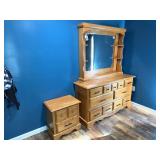 Dresser w/ Mirror & Matching Night Stand; dresser