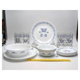 Group of Corelle "Blue Hearts" dinnerware; (6)
