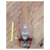 Wall Mounted Oil Lamp w/ wooden holder; approx 25