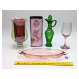 Group of Glassware including pink depression
