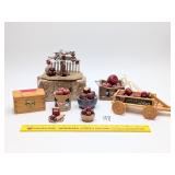 Group of Miniature Wooden Apple Decor