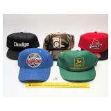 (5) Caps including Daytona 500, John Deere,