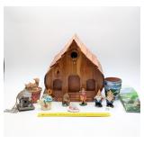 Wooden birdhouse, garden related décor, & fairy