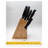 Farberware wood knife block; not all pieces are