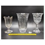 Crystal Vase & Pedestal Vase / Candle Holder & a