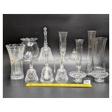 Group lot of clear glassware; (3) of the bells do